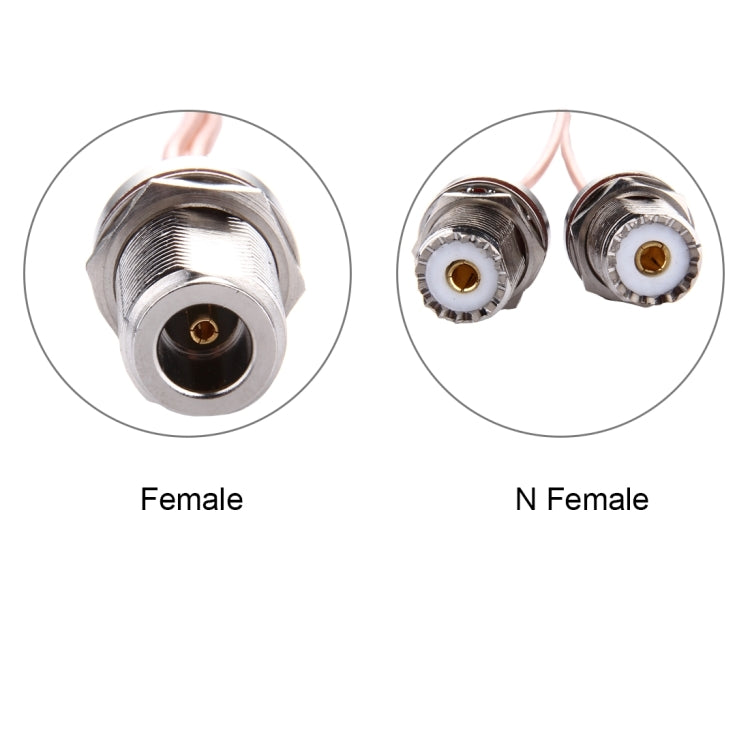 Cable RG316 de 20cm N Hembra con Anillo Impermeable a 2 x UHF Hembra con Anillo Impermeable, 20cm N Female to 2xUHF Female