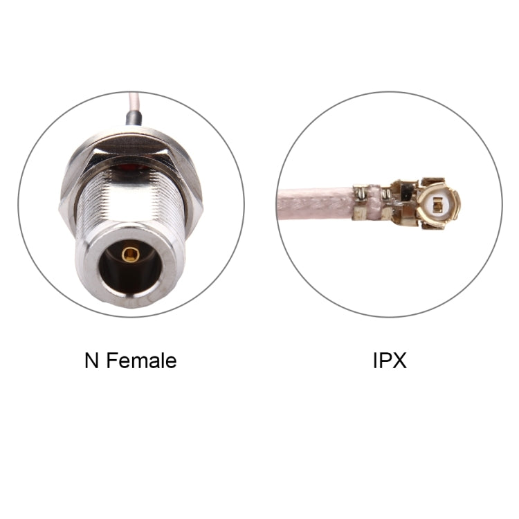 Cable RG178 IPX a N Hembra de 25cm, 25cm N Female Pink