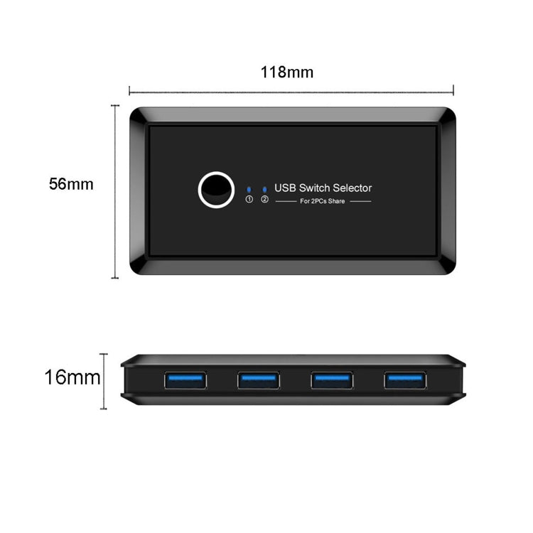 Selector de interruptor USB 3,0 sin unidad UK204V, 2 puertos USB que comparten 4 puertos USB, adaptador de conmutador para ratón, teclado e impresora