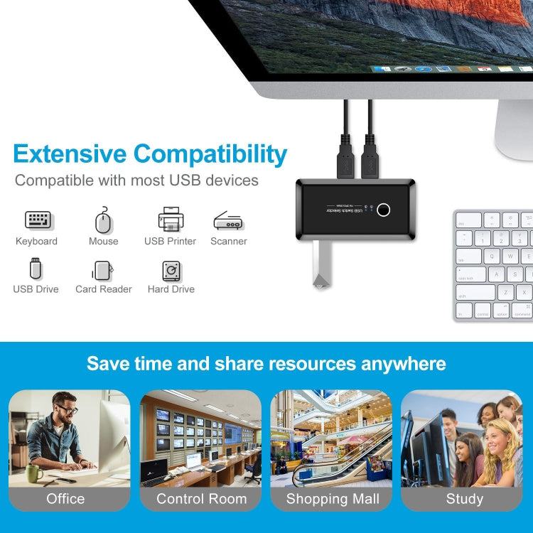 Selector de interruptor USB 3,0 sin unidad UK204V, 2 puertos USB que comparten 4 puertos USB, adaptador de conmutador para ratón, teclado e impresora