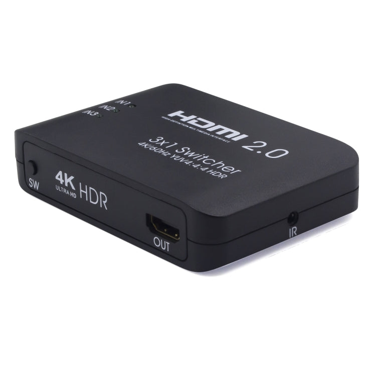 AYS-31V20 HDMI 2.0 3x1 4K Ultra HD Conmutador Divisor, 3x1 4K
