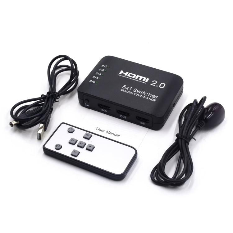 AYS-51V20 HDMI 2.0 5x1 4K Ultra HD Conmutador Divisor, 5x1 4K