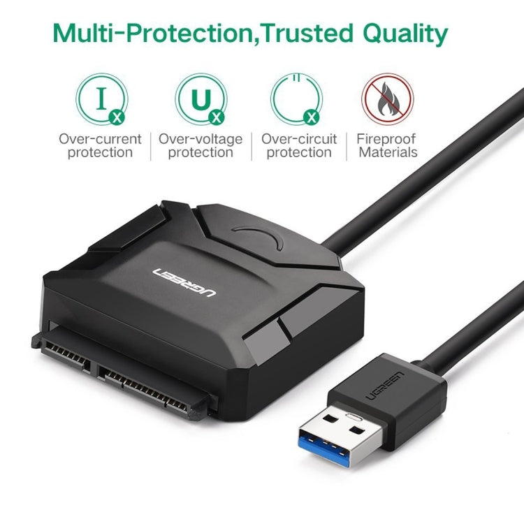 UGREEN Convertidor de cable adaptador USB 3.0 a SATA para disco duro HDD y SSD de 2,5/3,5 pulgadas, compatible con UASP SATA 3.0, USB 3.0 to SATA