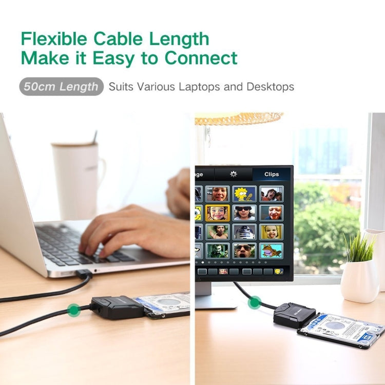 UGREEN Convertidor de cable adaptador USB 3.0 a SATA para disco duro HDD y SSD de 2,5/3,5 pulgadas, compatible con UASP SATA 3.0, USB 3.0 to SATA