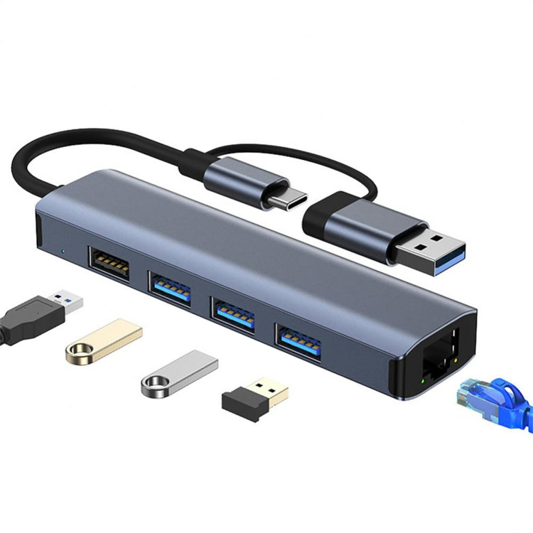 BYL-2208 Adaptador HUB de estación de acoplamiento multifuncional USB + USB-C / Type-C a USB 5 en 2, BYL-2208