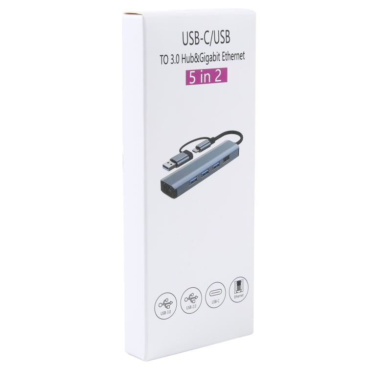 BYL-2208 Adaptador HUB de estación de acoplamiento multifuncional USB + USB-C / Type-C a USB 5 en 2, BYL-2208