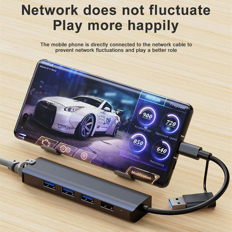 BYL-2208 Adaptador HUB de estación de acoplamiento multifuncional USB + USB-C / Type-C a USB 5 en 2, BYL-2208
