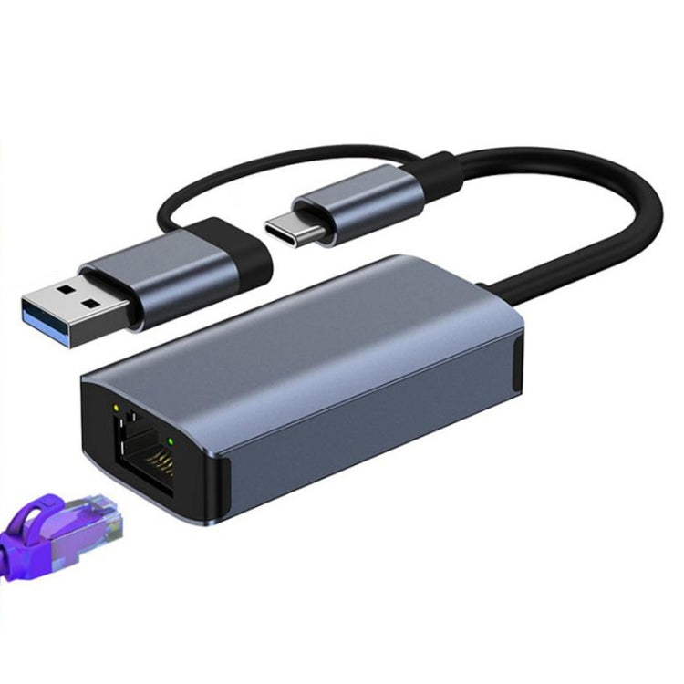 BYL-2207 Adaptador HUB de estación de acoplamiento USB + tipo C a RJ45 2 en 1, BYL-2207TU