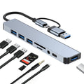 BYL-2218TU Adaptador HUB de estación de acoplamiento multifuncional USB + USB-C / Type-C a USB 8 en 1, BYL-2218TU