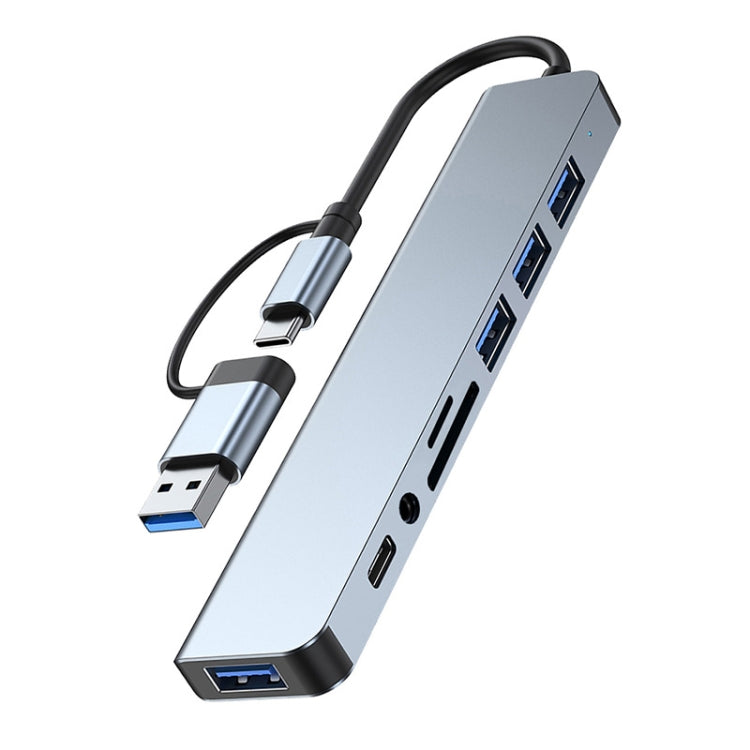 BYL-2218TU Adaptador HUB de estación de acoplamiento multifuncional USB + USB-C / Type-C a USB 8 en 1, BYL-2218TU