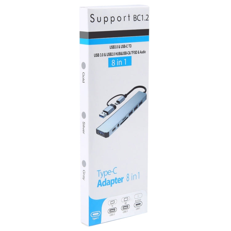 BYL-2218TU Adaptador HUB de estación de acoplamiento multifuncional USB + USB-C / Type-C a USB 8 en 1, BYL-2218TU