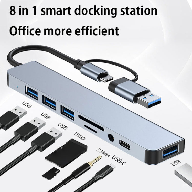 BYL-2218TU Adaptador HUB de estación de acoplamiento multifuncional USB + USB-C / Type-C a USB 8 en 1, BYL-2218TU