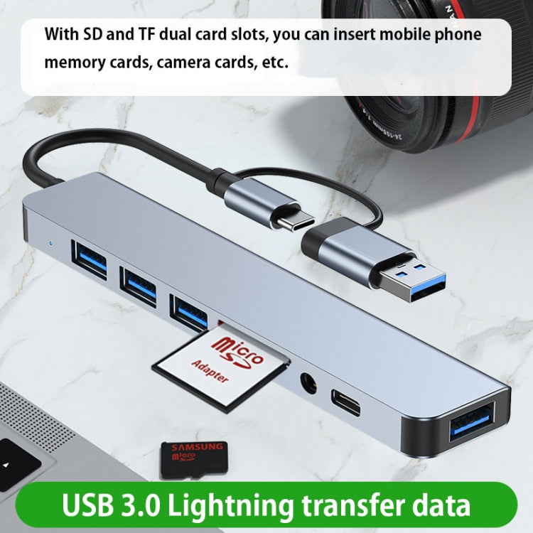 BYL-2218TU Adaptador HUB de estación de acoplamiento multifuncional USB + USB-C / Type-C a USB 8 en 1, BYL-2218TU