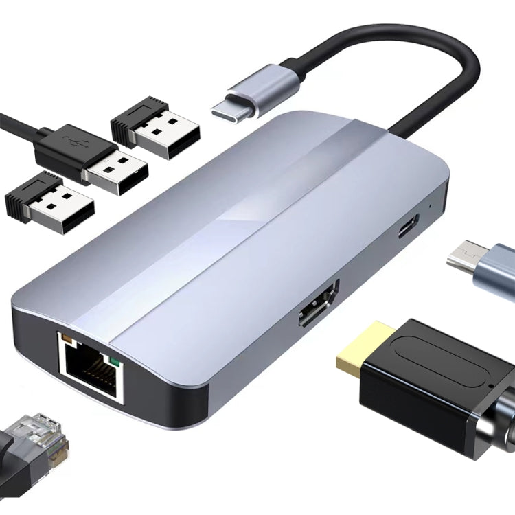 BYL-2209 Adaptador HUB de estación de acoplamiento multifuncional USB-C / Type-C a USB 6 en 1, BYL-2209
