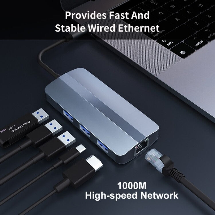 BYL-2209 Adaptador HUB de estación de acoplamiento multifuncional USB-C / Type-C a USB 6 en 1, BYL-2209