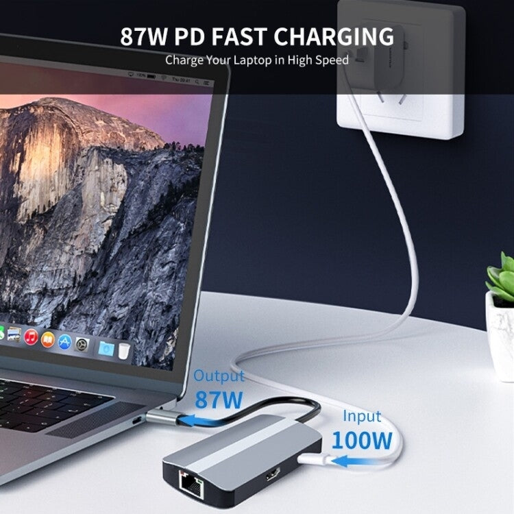 BYL-2209 Adaptador HUB de estación de acoplamiento multifuncional USB-C / Type-C a USB 6 en 1, BYL-2209