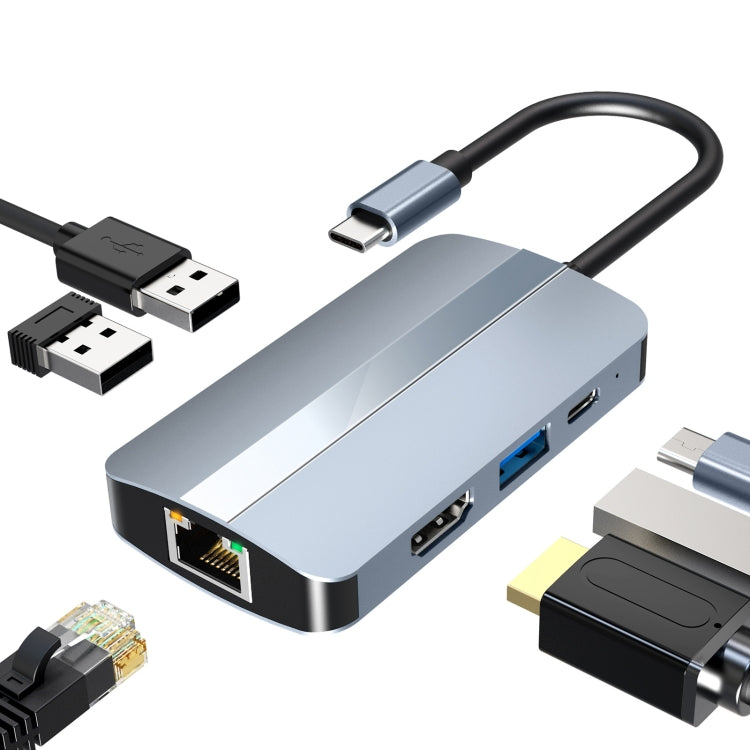BYL-2203 Adaptador HUB de estación de acoplamiento multifuncional USB-C / Type-C a USB 6 en 1, BYL-2203