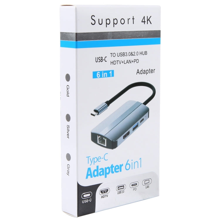 BYL-2203 Adaptador HUB de estación de acoplamiento multifuncional USB-C / Type-C a USB 6 en 1, BYL-2203