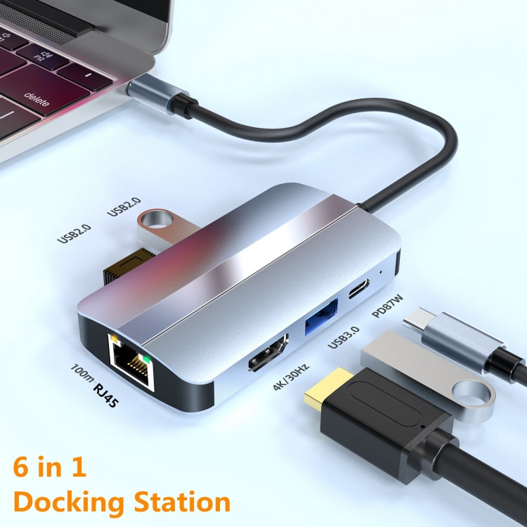 BYL-2203 Adaptador HUB de estación de acoplamiento multifuncional USB-C / Type-C a USB 6 en 1, BYL-2203