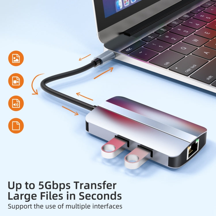 BYL-2203 Adaptador HUB de estación de acoplamiento multifuncional USB-C / Type-C a USB 6 en 1, BYL-2203