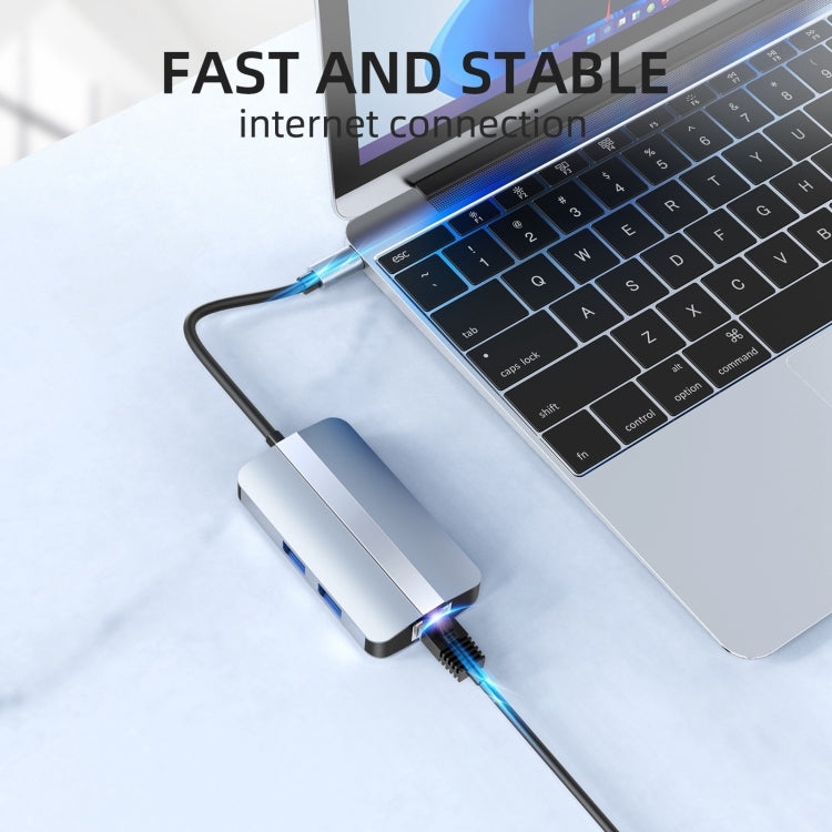 BYL-2203 Adaptador HUB de estación de acoplamiento multifuncional USB-C / Type-C a USB 6 en 1, BYL-2203