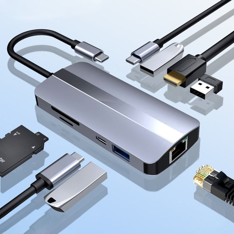 BYL-2206 Adaptador HUB de estación de acoplamiento multifuncional USB-C / Type-C a USB 9 en 1, BYL-2206