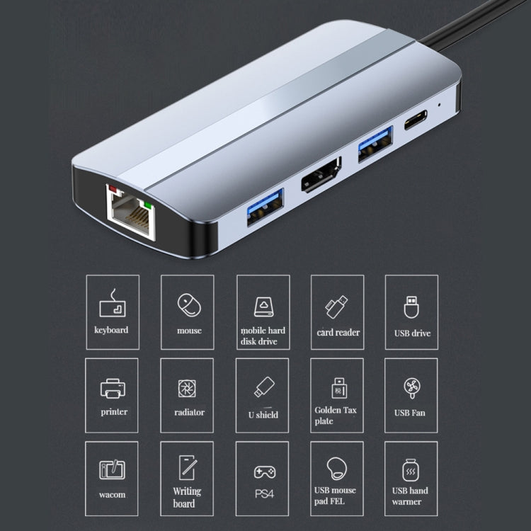 BYL-2206 Adaptador HUB de estación de acoplamiento multifuncional USB-C / Type-C a USB 9 en 1, BYL-2206