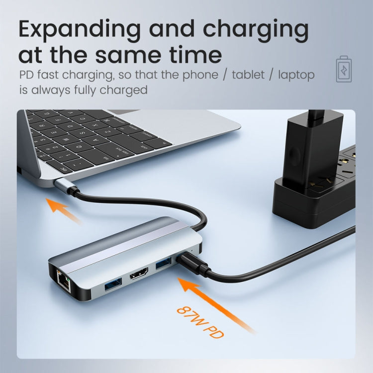 BYL-2206 Adaptador HUB de estación de acoplamiento multifuncional USB-C / Type-C a USB 9 en 1, BYL-2206