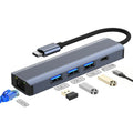 BYL-2302 Adaptador HUB de estación de acoplamiento multifuncional USB-C / Type-C a USB 5 en 1 con puerto de red de 1000M, BYL-2302