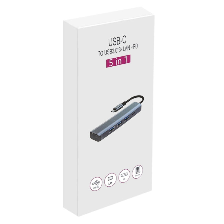 BYL-2302 Adaptador HUB de estación de acoplamiento multifuncional USB-C / Type-C a USB 5 en 1 con puerto de red de 1000M, BYL-2302