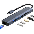 BYL-2210 Adaptador HUB de estación de acoplamiento multifuncional USB-C / Type-C a USB 6 en 1 con puerto de red de 1000M, BYL-2210