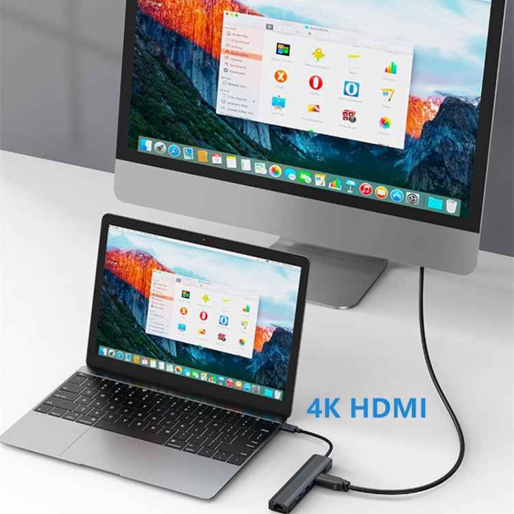 BYL-2210 Adaptador HUB de estación de acoplamiento multifuncional USB-C / Type-C a USB 6 en 1 con puerto de red de 1000M, BYL-2210