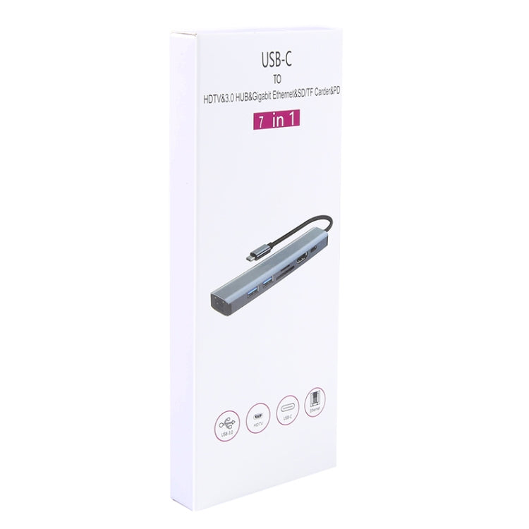 BYL-2303 Adaptador HUB de estación de acoplamiento multifuncional USB-C / Type-C a USB 7 en 1, BYL-2303