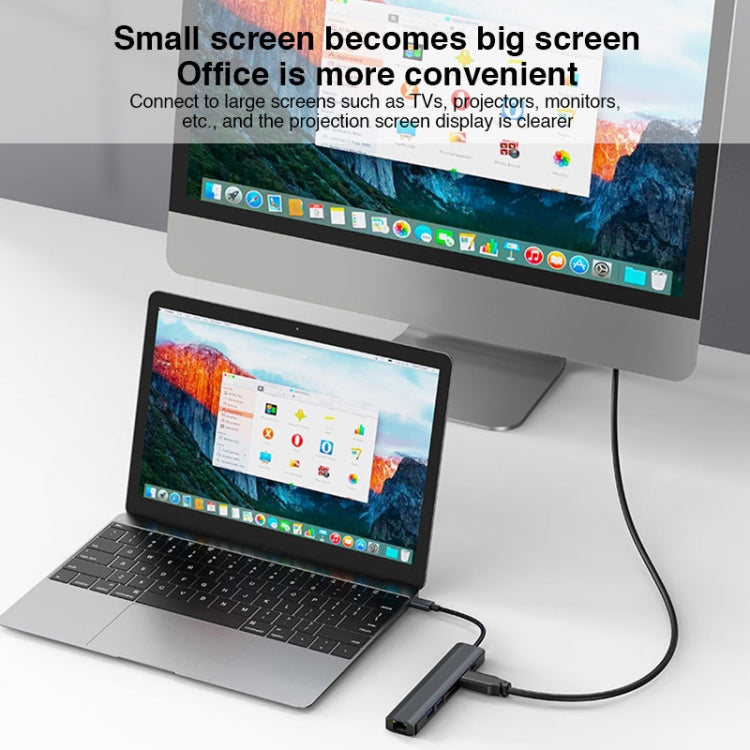 BYL-2303 Adaptador HUB de estación de acoplamiento multifuncional USB-C / Type-C a USB 7 en 1, BYL-2303