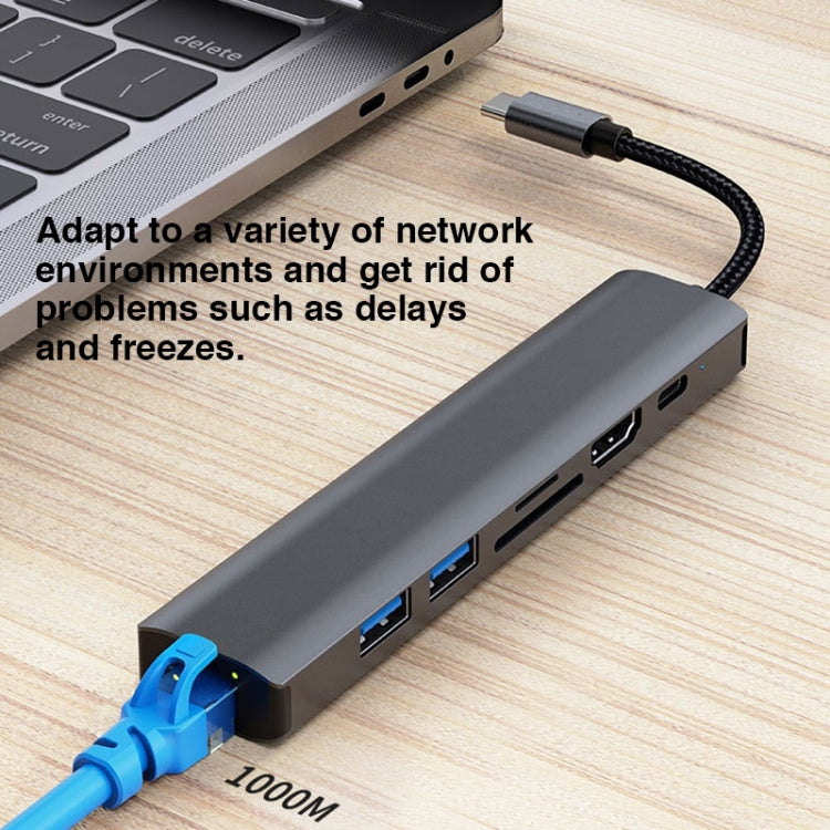 BYL-2303 Adaptador HUB de estación de acoplamiento multifuncional USB-C / Type-C a USB 7 en 1, BYL-2303