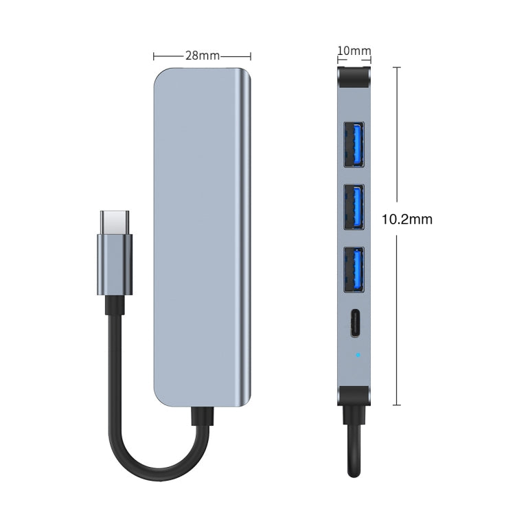 BYL-2301 Adaptador HUB de estación de acoplamiento multifuncional USB-C / Type-C a USB 5 en 1, BYL-2301T