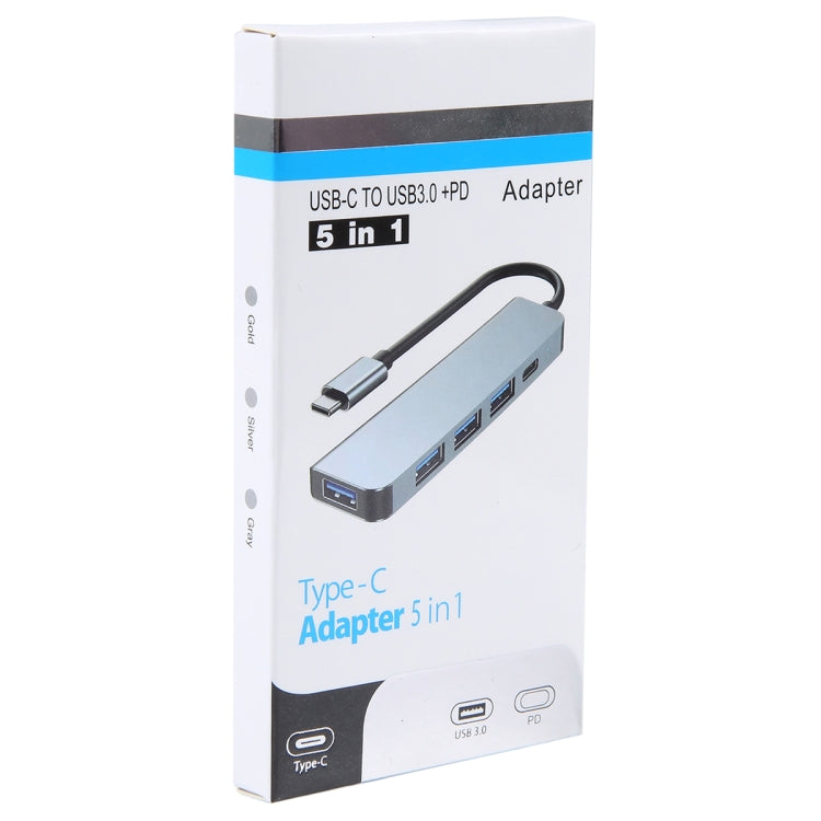 BYL-2301 Adaptador HUB de estación de acoplamiento multifuncional USB-C / Type-C a USB 5 en 1, BYL-2301T
