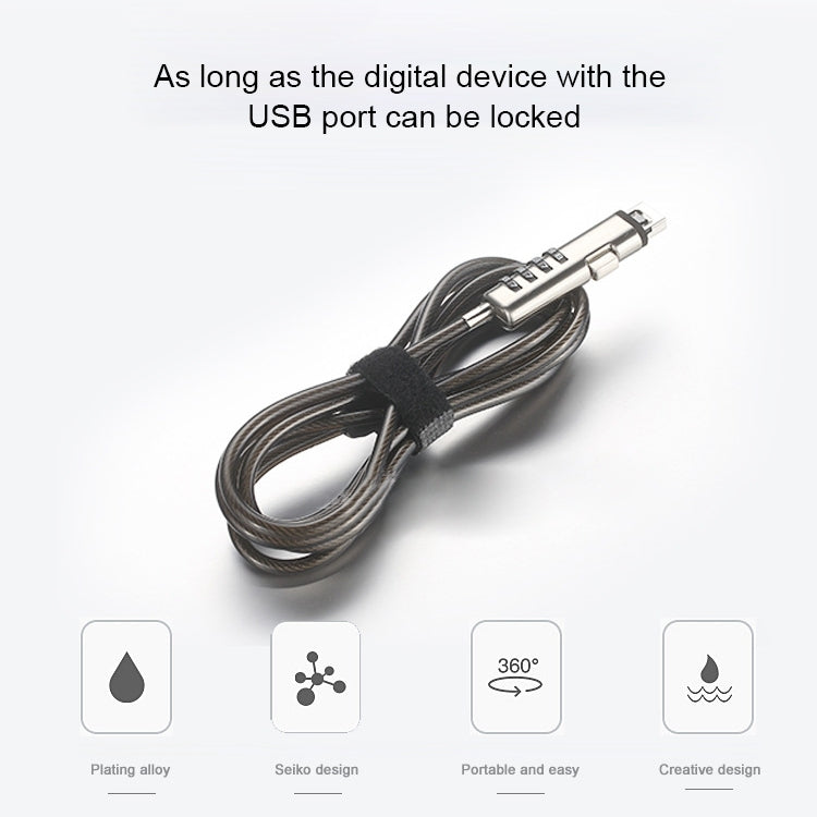 Cerradura de seguridad universal para computadora portátil con interfaz USB, USB Interface