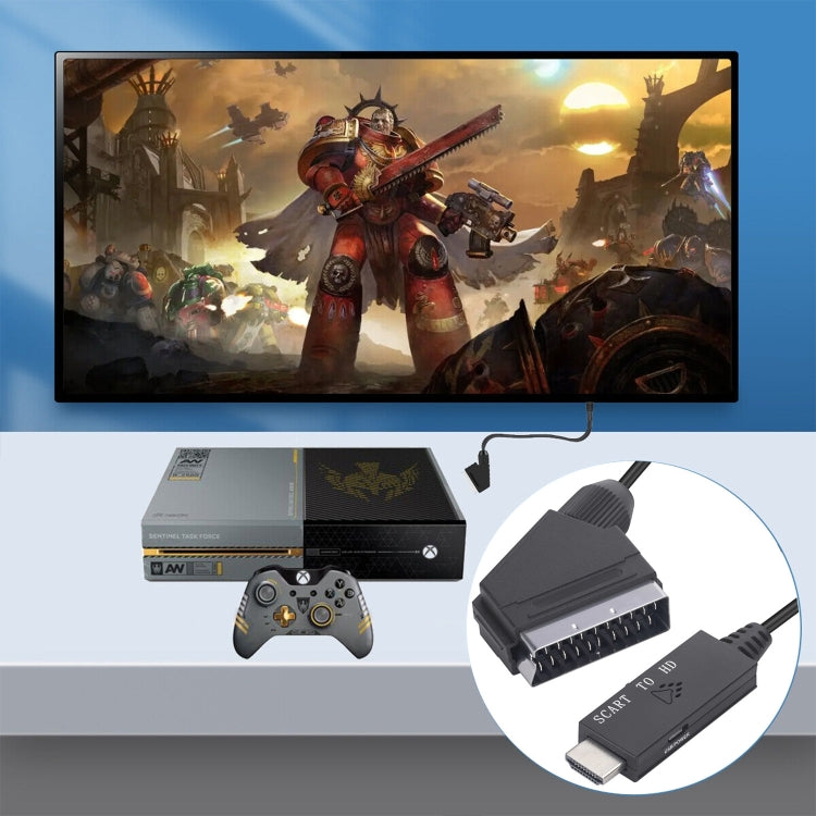 Cable adaptador de audio y vídeo convertidor Compatible con Scart a HDMI, Scart To HDMI