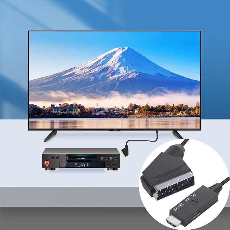 Cable adaptador de audio y vídeo convertidor Compatible con Scart a HDMI, Scart To HDMI