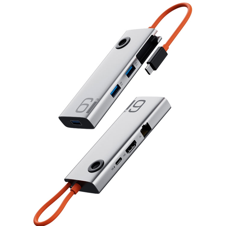 ROCK TR28 HDMI 4K Gigabit Network PD Cargador rápido 6 en 1 USB 3.0 HUB, TR28 6  in 1 HUB