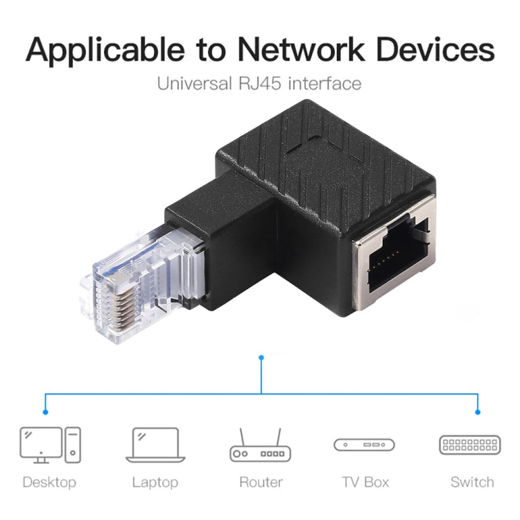 Convertidor RJ45 macho a hembra, adaptador de extensión de 90 grados para Cable de red Ethernet Cat5 Cat6 LAN, 90 Degrees Up