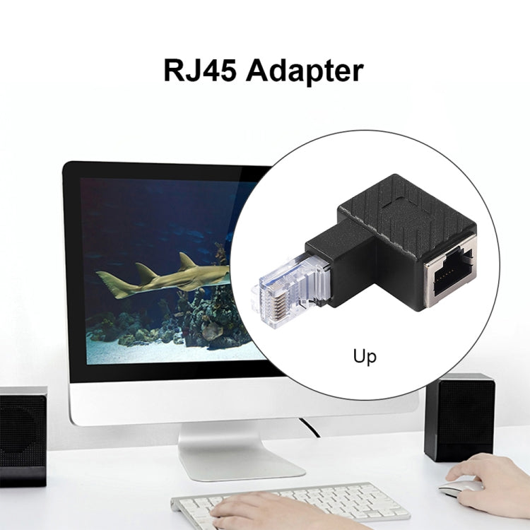 Convertidor RJ45 macho a hembra, adaptador de extensión de 90 grados para Cable de red Ethernet Cat5 Cat6 LAN, 90 Degrees Up