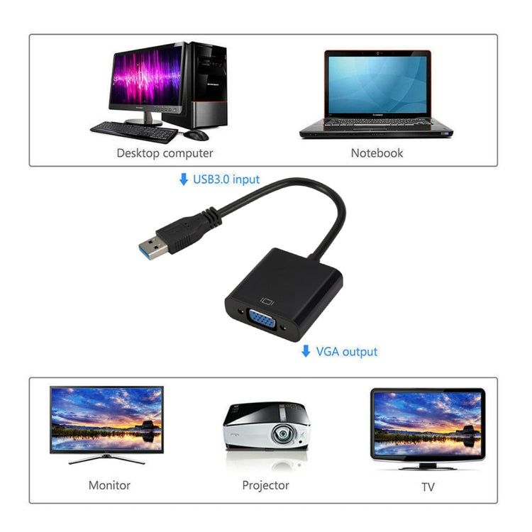 Cable convertidor de tarjeta gráfica externa USB3.0 a VGA, resolución: 720P, 720P (Black), 720P (Blue), 720P
