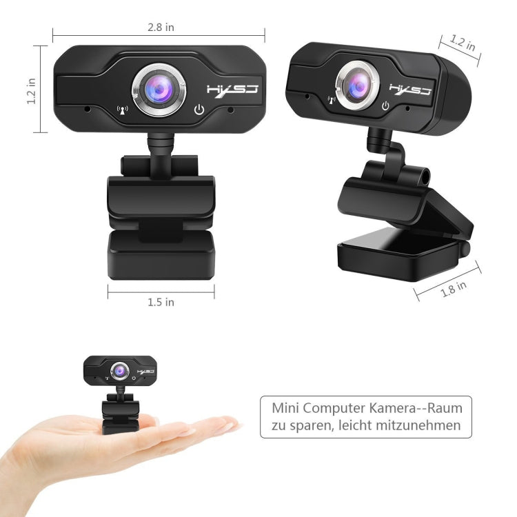 Cámara web HXSJ S50 30 fps 100 megapíxeles 720P HD para computadora de escritorio / portátil / Smart TV, con micrófono absorbente de sonido de 10 m, longitud del cable: 1,4 m, S50