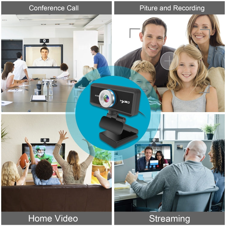 Cámara web HXSJ S90 30 fps 1 megapíxel 720P HD para computadora de escritorio / portátil / Android TV, con micrófono absorbente de sonido de 8 m, longitud del cable: 1,5 m, S90