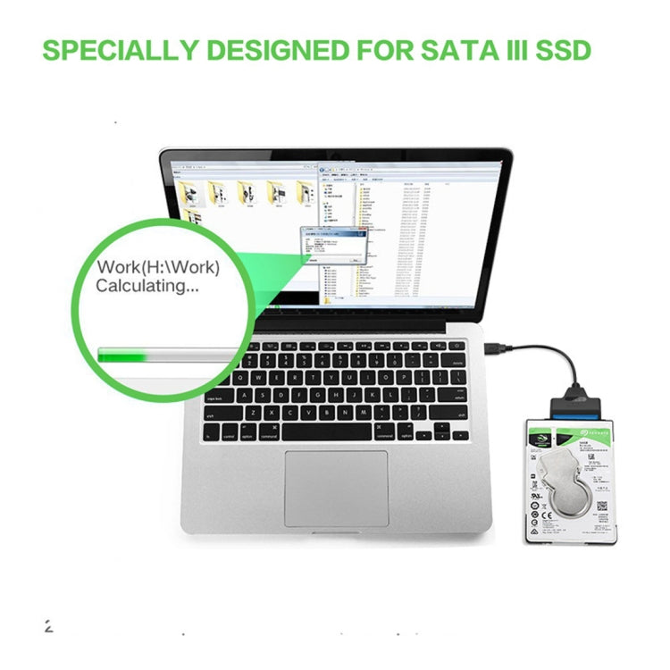 Cable convertidor de datos HDD USB-C / Type-C 3.1 macho a SATA (15 pines + 7 pines), longitud: 20 cm, Type-C to SATA