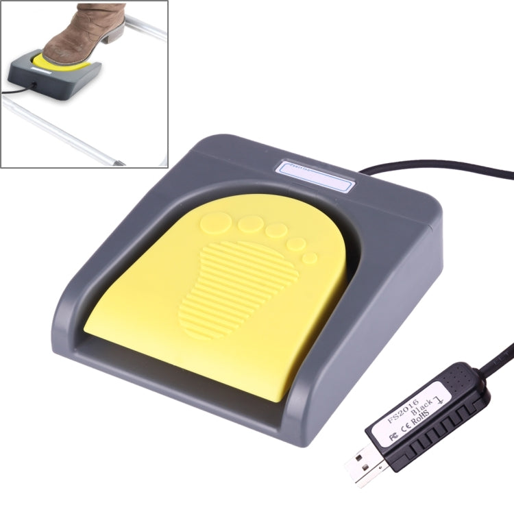FS2016_USB PCsensor Interruptor de pie USB Control de pie Teclado, Multimedia / Teclado / Gamepad / Ratón / Cuerda / B Funciones de adquisición de imágenes por ultrasonido, 1 Foot Switch