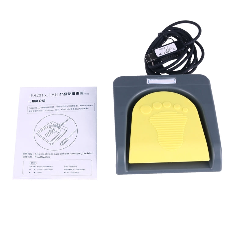 FS2016_USB PCsensor Interruptor de pie USB Control de pie Teclado, Multimedia / Teclado / Gamepad / Ratón / Cuerda / B Funciones de adquisición de imágenes por ultrasonido, 1 Foot Switch