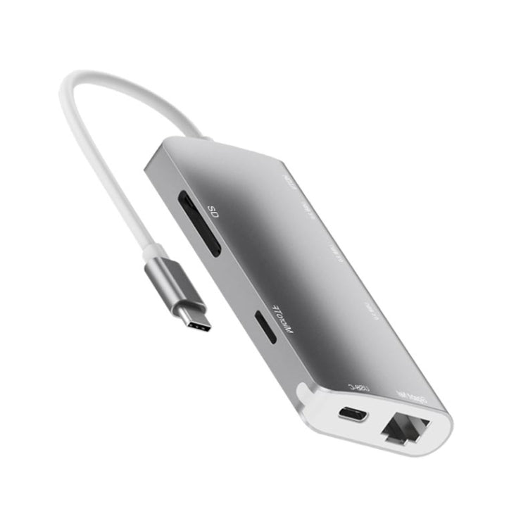 9591C 8 en 1 USB 3.0 x3 + Tarjeta SD / TF + HDMI + RJ45 + Type-C / USB-C (PD) Estación de acoplamiento convertidor HUB multifunción